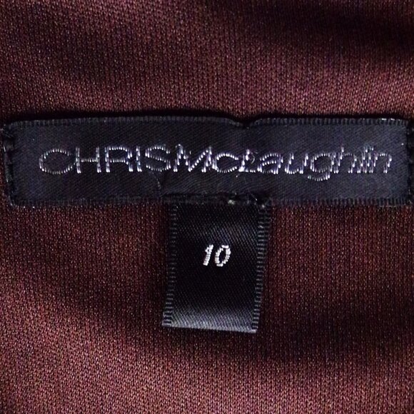 CHRIS McLAUGHLIN size 10 silk-like earth-tone sleeveless fit/flare maxi dress - Picture 9 of 11